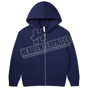 Logo personnalisé bleu marine coupe ample poche zippée sur le devant sweat-shirt fabricants vierge de haute qualité gym mode noir hommes sweats à capuche - Product Image 3