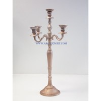 Candélabre de décoration de table en métal et cristal de grande taille poli or rose Candélabre moderne à 5 bras de première qualité pour la maison et les cafés