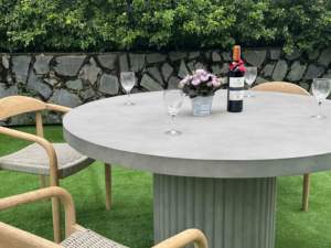 Table basse ronde en béton au design moderne pour salon, chambre, appartement, hôtel, jardin, durable, facile à nettoyer - Product Image 4