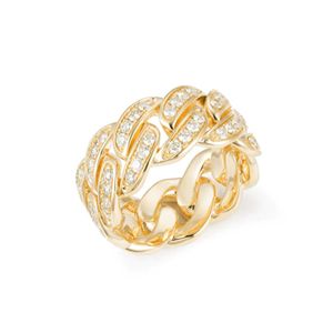 Anillo de Eslabones Cubanos con Moissanita de Corte Redondo - Product Image 2