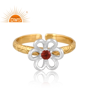 Vintage Design <b>Brass</b> 18K Gold Plated Natural Garnet Gemstone <b>Ring</b> For Women Custom Jewelry For Women Gift For Her - Product Image 3