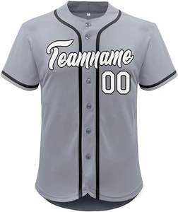 ชุดเบสบอลแบบกระดุมเต็มตัวสำหรับผู้หญิงและผู้ชาย แขนสั้น คอวี แต่งขอบ  แบบสั่งทำและแบบไม่มีลายสำหรับทีม - Product Image 1