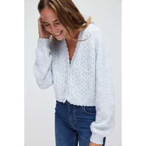 Casual Floral and Solid Print Knit <b>Cardigan</b> with Jacquard and Hand Embroidered Decoration Winter <b>Crocheted</b> Weave - Product Image 2