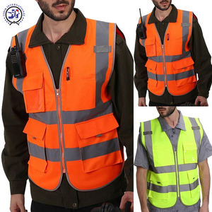 เสื้อกั๊กนิรภัยอเนกประสงค์ผ้าโพลีเอสเตอร์มีซิปด้านหน้ามองเห็นง่ายตาข่ายสะท้อนแสงโลโก้ Hi - Product Image 6