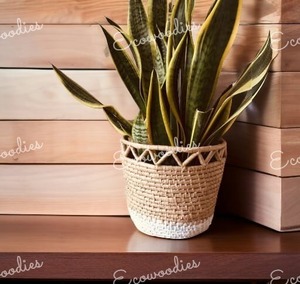 Nouveautés Jardinière de jardin écologique Jardinière ronde moderne à la mode en rotin pour salons, bureaux et balcons - Product Image 4