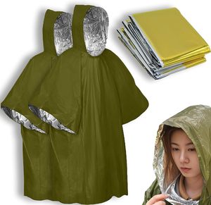 Camping en plein air et <span class=keywords><strong>alpinisme</strong></span> Imperméable d'urgence PE/PET <span class=keywords><strong>Film</strong></span> d'aluminium Couverture de vie Poncho d'urgence résistant à la chaleur - Product Image 3