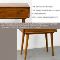 Mesa de Maquiagem Contemporânea Nórdica Moderna Dobrável em Madeira Sólida de Teak com 2 Gavetas e Espelho Retrátil para Quarto (Sustentável)