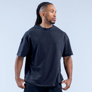 Top vente Logo personnalisé noir hommes T-Shirts tombé emmanchure et épaule surdimensionné Fit Gym formation et vêtements de sport t-shirt pour hommes - Product Image 1