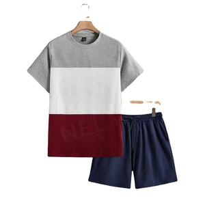 Costume pour homme Vêtements de sport en coton Fitness Jogger à manches courtes Ensemble de shorts d'entraînement Nouveau design Ensemble de shorts pour homme - Product Image 1