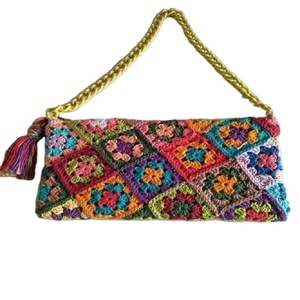 Nuevo bolso de hombro a rayas de Color a la moda para mujer, bolso de playa de ganchillo a mano de hilo, primavera y verano, gran capacidad, algodón, arcoíris - Product Image 1
