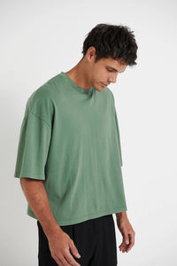 Vente en gros de T-shirts 100% coton avec impression bouffante broderie de détresse col épais microfibre style Hip Hop pour hommes - Product Image 5