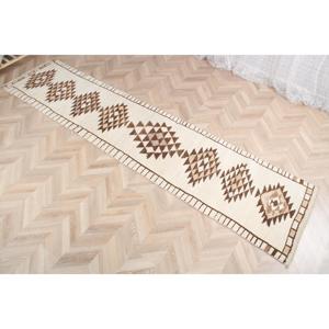 2.5x10.5 ft Vintage Turkish <b>Rug</b>, <b>Runner</b> <b>Rug</b>, Brown Herki Striped <b>Rug</b> - Product Image 3