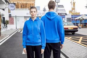 Chaqueta de punto de poliéster/algodón con bolsillos, logotipo personalizado, unisex, corte regular, forrada, estilo urbano, sudadera con capucha y cremallera completa para invierno - Product Image 5