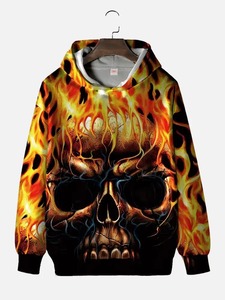 Sudadera con Capucha Impermeable de Forro Polar con Estampado 3D de Llamas para Hombre, Unisex, Otoño/Invierno, Estilo Casual Urbano - Product Image 3