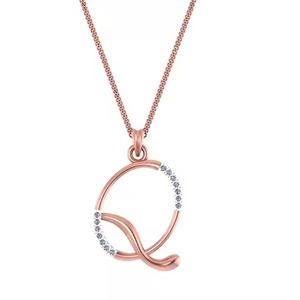 Meilleure vente élégant collier pendentif Q-Alphabet en or rose 18 carats pendentifs fins de créateur unique breloques pour femmes cadeau parfait pour - Product Image 5