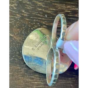 Ben Livingston <b>Adjustable</b> Sterling Silver Cowboy Hat <b>Ring</b> Trendy Geometric Alloy Inlay with Oval Cut Diamond Size 6.25-6.75 Gift - Product Image 5