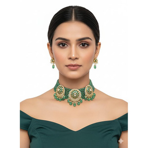 Gargantilla Clásica de Novia con Diamantes Kundan Meena Polki para Fiesta - Product Image 1