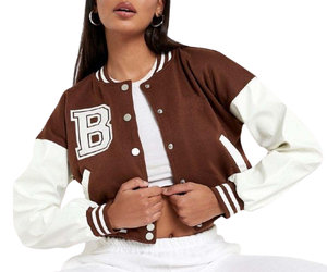 Veste de baseball d'hiver pour femmes de haute qualité, broderie d'équipe personnalisée, veste universitaire en cuir à manches longues, taille plus, veste universitaire en laine - Product Image 4