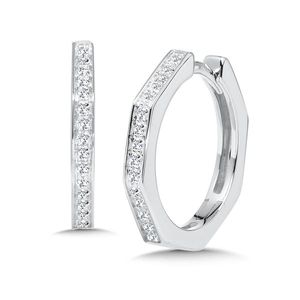 Pendientes de Aro Geométricos de Diamantes en Oro de 14K, Accesorio de Lujo para Mujer - Product Image 1