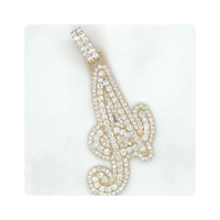 Pendentif Alphabet Tendance en Argent Sterling 925 avec Diamant de Laboratoire CVD 2-3 carats Taille Brillant Certifié IGI, Bijou Personnalisé Lettre Initiale