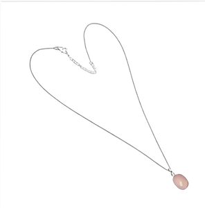 Collar ovalado de Plata de Ley 925 con piedras preciosas de cuarzo rosa Briolette para mujer para bodas - Product Image 4