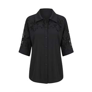 Chemise noire à détails Gupur, grande taille - Product Image 2