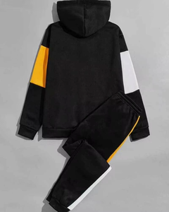 Chándal de bloque cómodo de 2 piezas de alta calidad para hombre de talla grande personalizado, traje de Color liso bordado para temporada de otoño - Product Image 5