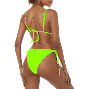 Bikini de cintura alta, traje de baño de 2 piezas, traje de baño para mujer, conjunto de Bikini sólido acanalado personalizado al por mayor - Product Image 4