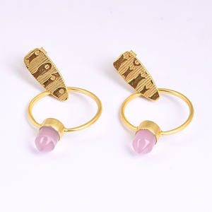 Pendientes de estilo clásico de Plata de Ley 925 con cuentas de piedras preciosas, accesorio de joyería de moda - Product Image 1