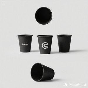 Vaso de papel negro ecológico con diseño impreso en blanco 8 oz 100 paquetes desechables y elegantes - Product Image 1