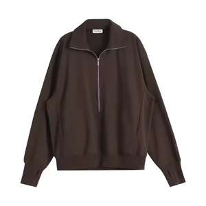 Customizable 100% Cotton Quarter <b>Zip</b> Streatwear Sweatshirt for Men Solid Style Winter <b>Zip</b>-<b>up</b> Features Plain Dyed Design - Product Image 2