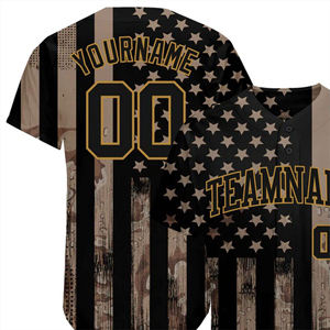 Maillot de baseball drapeau américain personnalisé uniforme d'équipe Premium 100% Polyester respirant séchage rapide col en V poches boutonnées personnalisées - Product Image 6