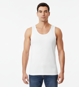 BrightCore <b>White</b> Cotton <b>Vest</b> for <b>Men</b> Sleeveless Lightweight Breathable Stretch Fabric Designed for Fresh Daily Comfort - Product Image 2