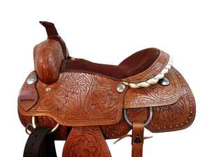 Premium Western Leather Stock Saddle Set Barrel Racing Horse Tack Diseño clásico mecanizado a mano Múltiples tamaños Colores Equitación - Product Image 4