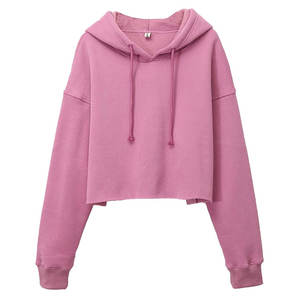Sweat à capuche court pour femme de haute qualité avec impression de logo personnalisé, nouveau style, léger, haut d'hiver pour adultes, col à capuche - Product Image 1