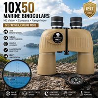 Jumelles 10x50 étanches IP67, vision nocturne faible luminosité, prisme BAK4, boussole intégrée avec réticule de télémétrie pour la chasse et la navigation