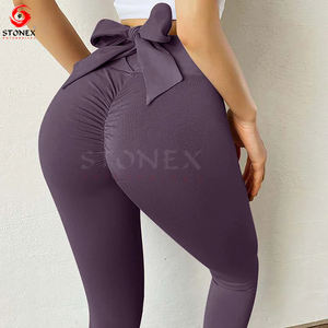 Mallas de diseño único para mujer, pantalones a tope, mallas de Festival, mallas de yoga con logotipo personalizado con hermosos lazos, ropa de gimnasio - Product Image 2