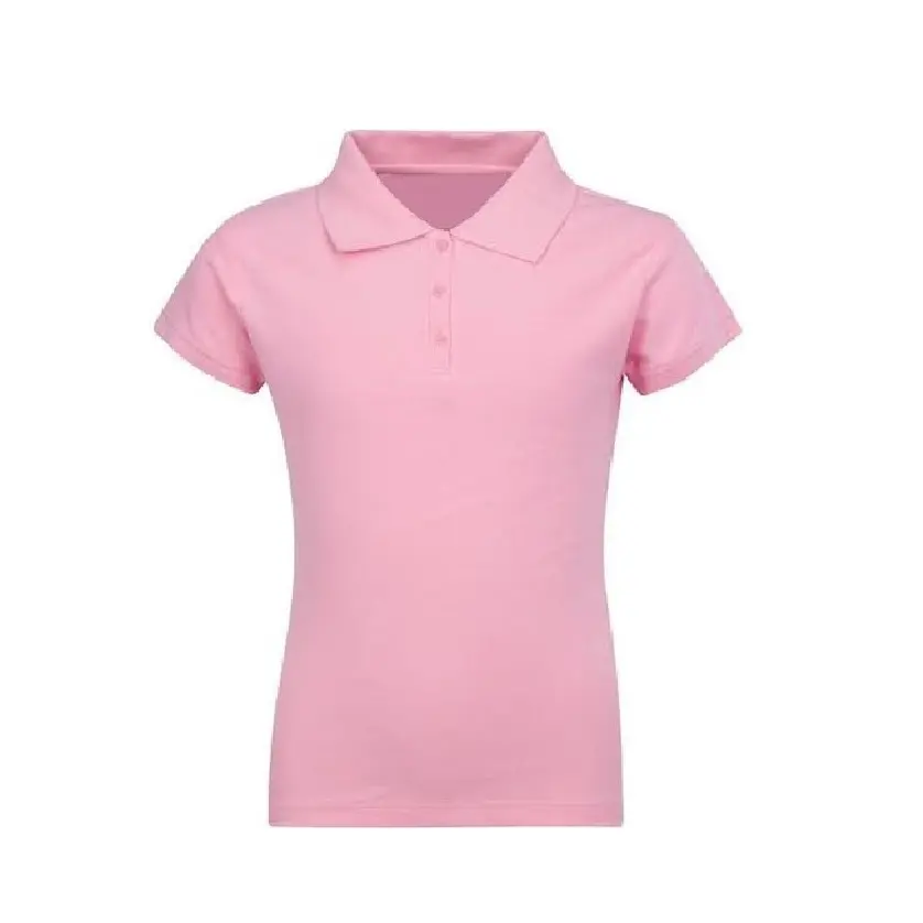 Pink Color Plus Size Best Quality Polo Neck Short Sleeve Custom Design 100% Cotton Women's Polo Shirt From Bangladesh