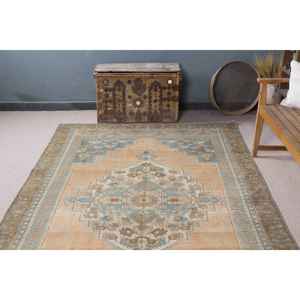 Alfombra Turca Vintage de 5.6x10.2 pies (171x311 cm), Alfombra Azul Marrón con Diseño de Camuflaje - Product Image 4