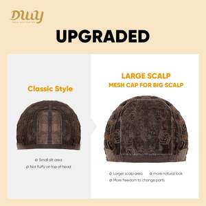 Noelle-DWY 26 Inches Free Part Synthetic <b>Wig</b> for Women Machine Made Long Layer Wave Tea Black Glueless Transparent Lace Bangs - Product Image 6