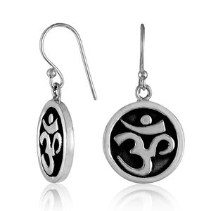 Pendientes de Plata de Ley con Diseño Religioso OHM, Pendientes Largos de Plata de Ley Hechos a Mano, Regalo Elegante para Ella, Venta al por Mayor - Product Image 2