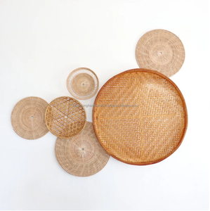 Cesta colgante de bambú Natural para pared, cesta tejida de mimbre, estilo bohemio - Product Image 2