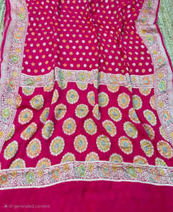 ผ้าซิฟฟอนบริสุทธิ์แบบพรีเมียม งานปักดิ้นแบบดั้งเดิม ผ้าบานาราสี สำหรับทำชุดส่าหรี พร้อมผ้าสำหรับตัดเสื้อแบบไม่เย็บ งานปักลายแบบดั้งเดิม เหมาะสำหรับงานปาร์ตี้ ชุดพื้นเมือง สวยสง่า แห้งเร็ว - Product Image 3