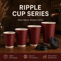 Desain Branding Personalisasi Cangkir Ripple Khusus Bersertifikat BRC ISO SGS Disetujui Food Grade Cangkir Dinding Bergelombang Berinsulasi