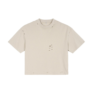 Camiseta cómoda y pesada de alta calidad, camiseta cuadrada en blanco, camiseta Unisex con caja, logotipo personalizado, camiseta recortada de gran tamaño desgastada para hombre - Product Image 2