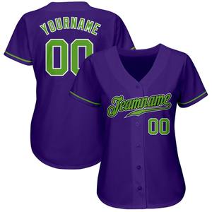Maillot de baseball authentique violet néon vert-blanc - Product Image 2
