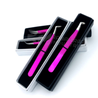 RMI Super Produit Top Qualité Extension De Cils Pince À Épiler Ensemble Violet Poudre Enduit Et Argent Pointe Et Carte Boîte Emballage Ensemble
