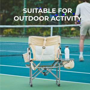 Portable Folding <b>Deck</b> <b>Chair</b> with Cup Holder & Side Pocket Cooler Bag Supports 300lbs for Outdoor Sports <b>Beach</b> Dining Use Camping - Product Image 6