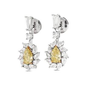 Goujons en diamant CVD certifiés GIA, taille poire jaune, halo en or blanc 14 carats avec clarté VS1, cadeaux plaqués or - Product Image 3