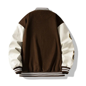 Bán Buôn Tùy Chỉnh Mùa Đông 100% Len Varsity Áo Khoác Cao Cấp Cổ Điển Snap Nút Cổ Điển Bóng Chày Phong Cách Mát Mẻ Lông Cừu Áo Gió - Product Image 3